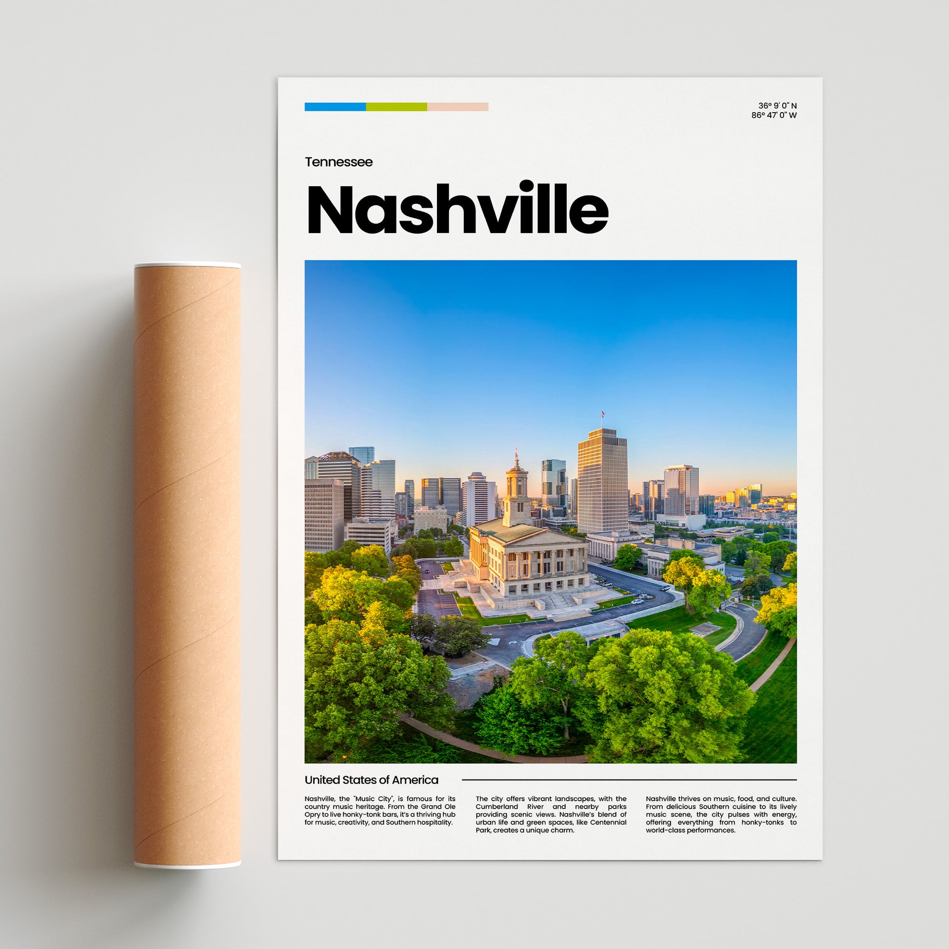 Nashville Poster – Vintage Wall Art Print