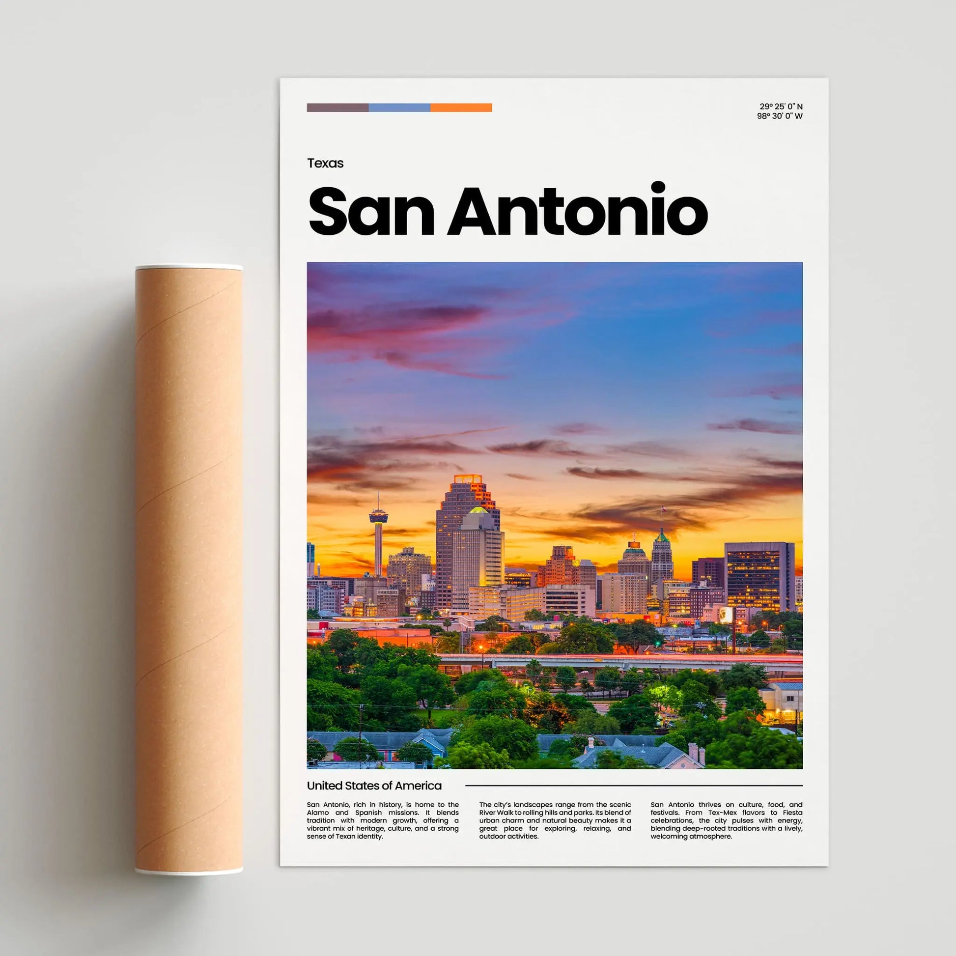 San Antonio Poster – Vintage Wall Art Print