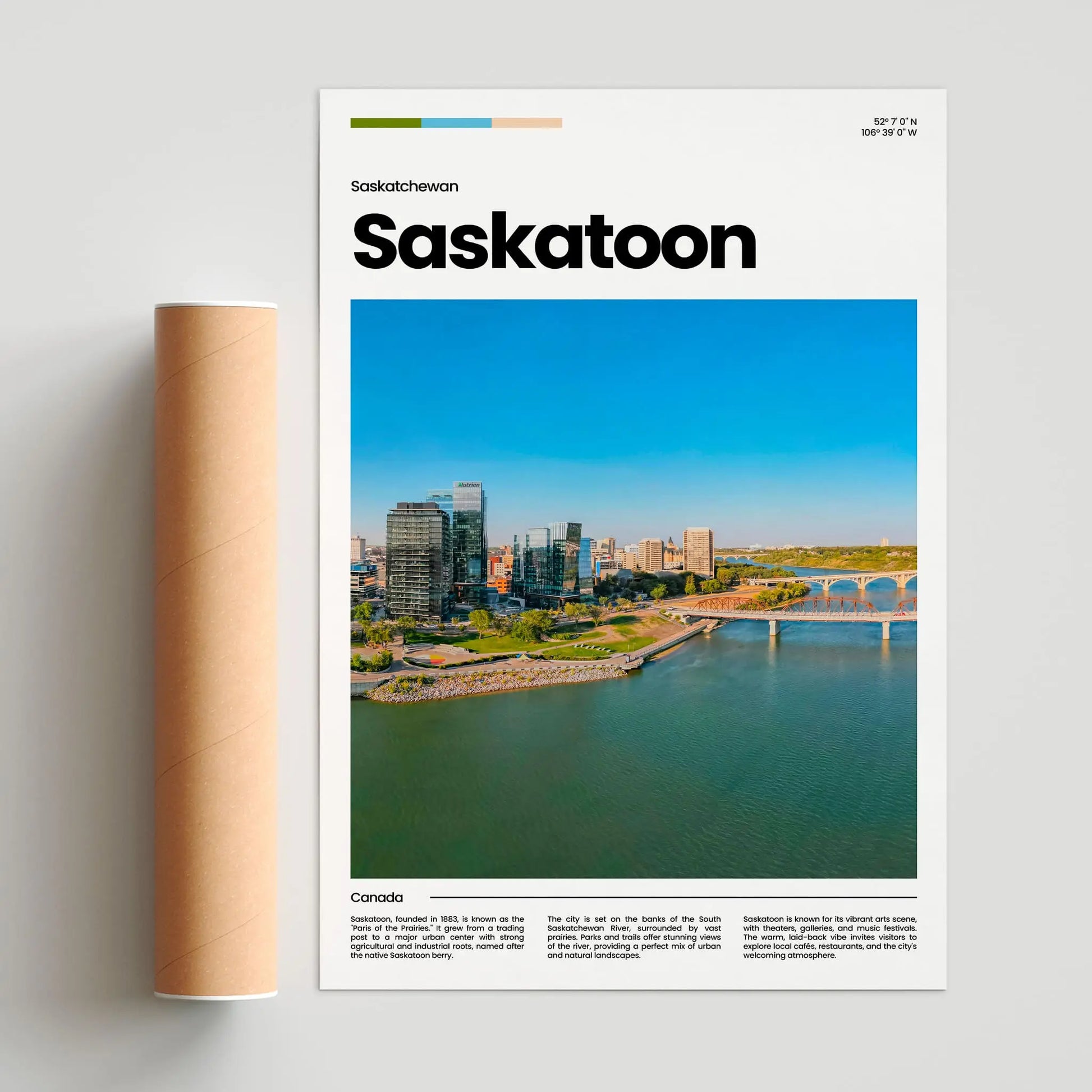Saskatoon Poster – Vintage Wall Art Print