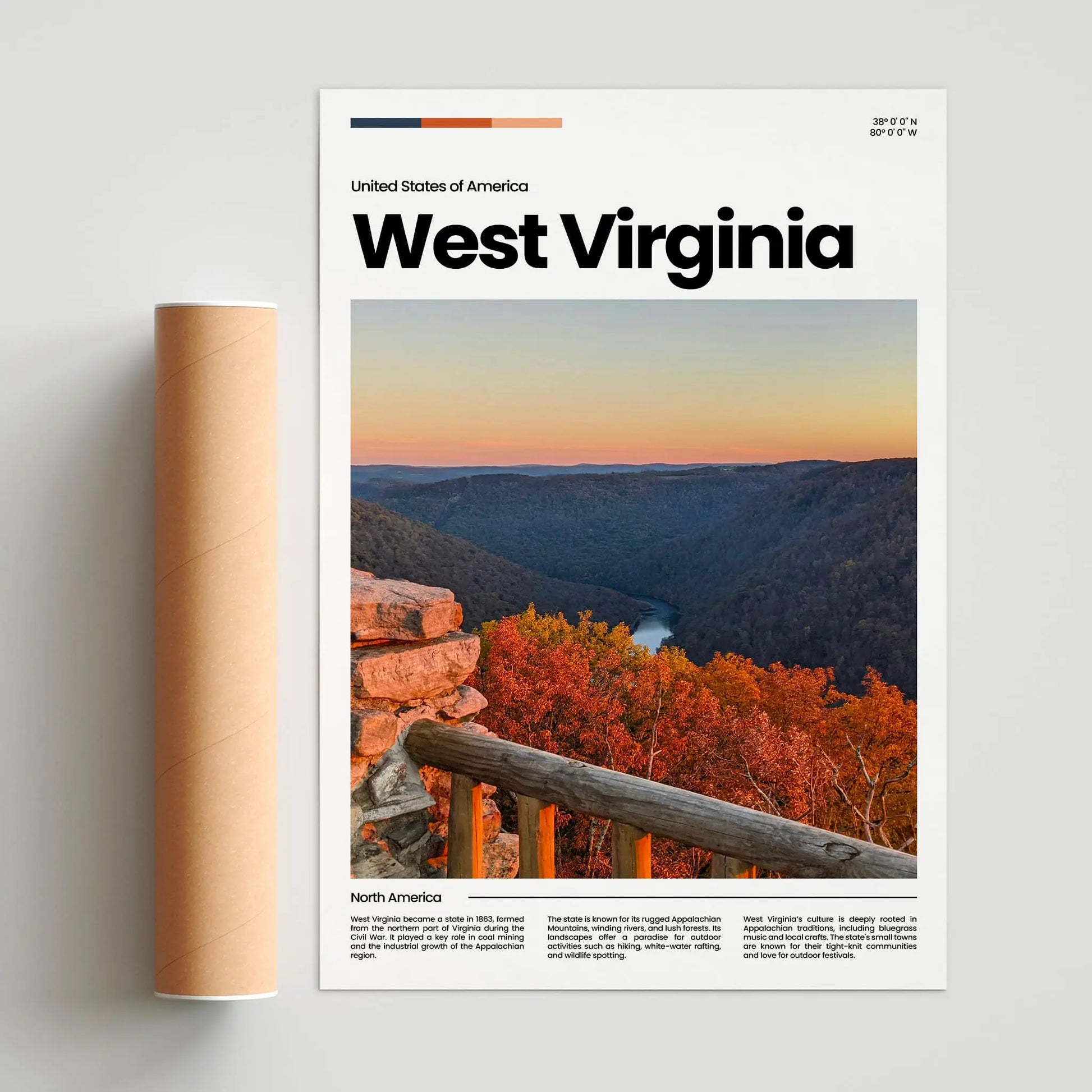 West Virginia Poster – Vintage Wall Art Print